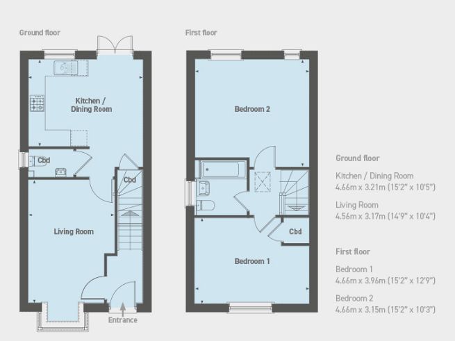 Floor plan 2 bedroom house - artist's impression subject to change